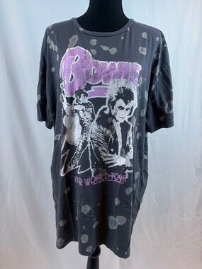 Hybrid Apparel Black Tee with Purple Bowie Graphic